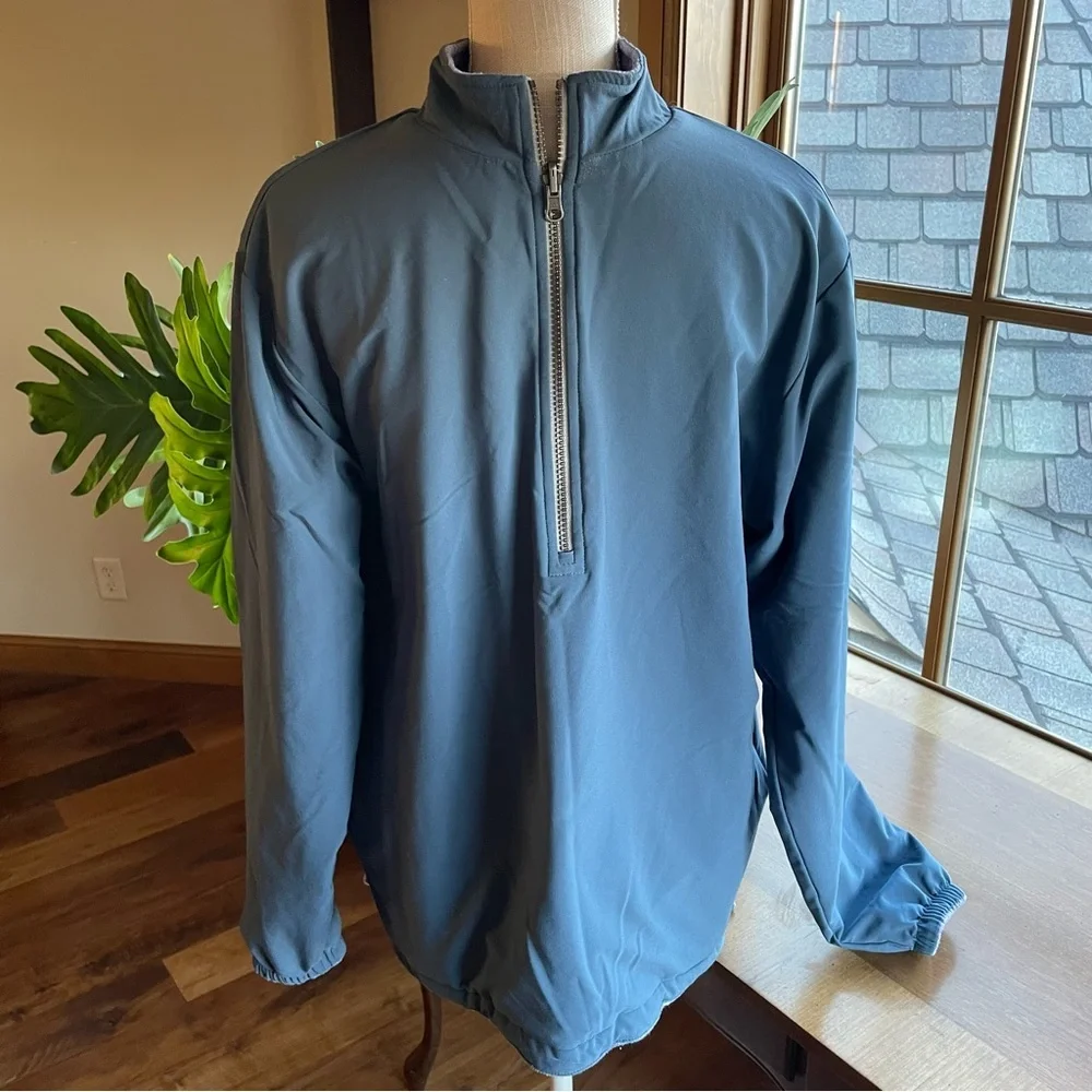 Peter Millar Men's Slate Blue Quarter Zip Reversible Windbreaker Pullover size L